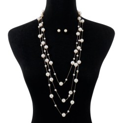  Pearl multilayer necklace  elegant samll wind earrings chain