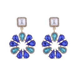silver Round Alloy fully-jewelled flowers Pearl earrings woman occidental styl..