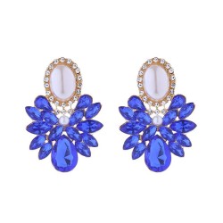  occidental style exaggerating flowers earrings silver Alloy diamond Pearl hig..