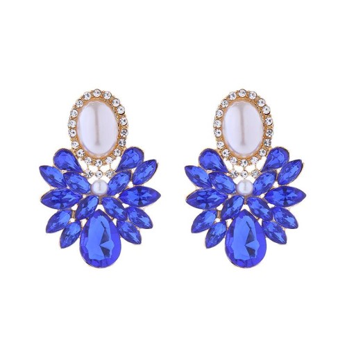  occidental style exaggerating flowers earrings silver Alloy diamond Pearl high temperament