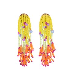 occidental style fashion long style tassel flowers earrings Bohemian style tre..