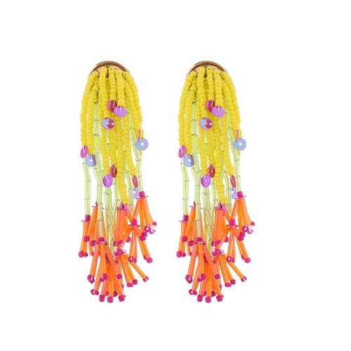 occidental style fashion long style tassel flowers earrings Bohemian style trend weave beadsearrings