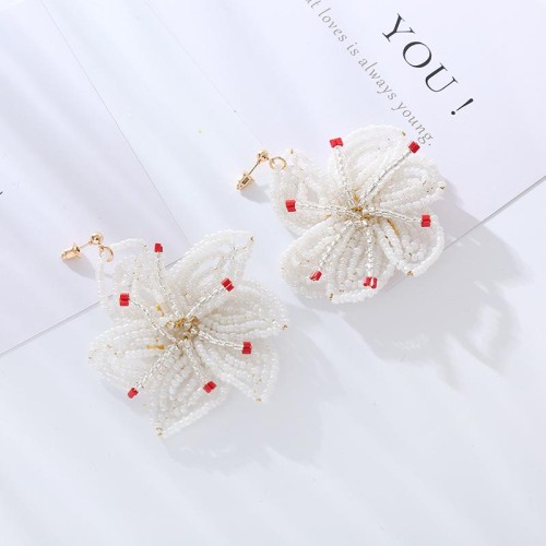 occidental style creativeins wind exaggerating flowers earrings  handmade beads Bohemia high