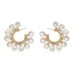 colorful diamond earrings Round flowers ear stud lady trend occidental style E..