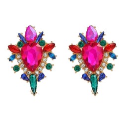  colorful diamond earrings fully-jewelled flowers ear stud woman occidental st..
