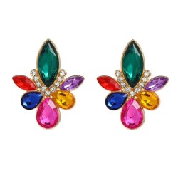colorful diamond earrings fully-jewelled flowers ear stud woman occidental sty..