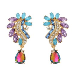  colorful diamond earrings flowers drop earring woman occidental style exagger..