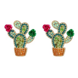 trend colorful diamond earrings fully-jewelled ear stud woman fashion personal..