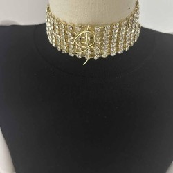 occidental style exaggerating personality multilayer flash diamond Word neckla..