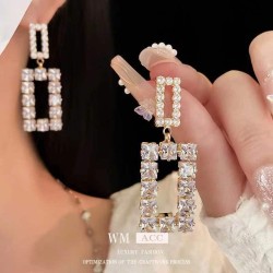  super geometry long square diamond earringss silver fashion samll temperament..
