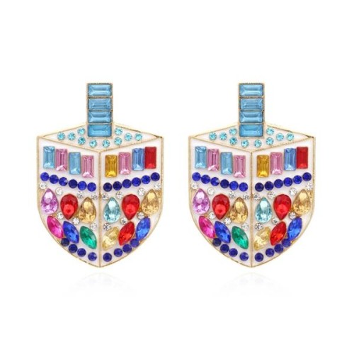 occidental style wind personality exaggerating Alloy enamel diamond geometry earrings fashion temperament