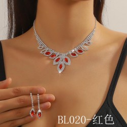  occidental style fully-jewelled color crystal necklace earrings set two  banq..