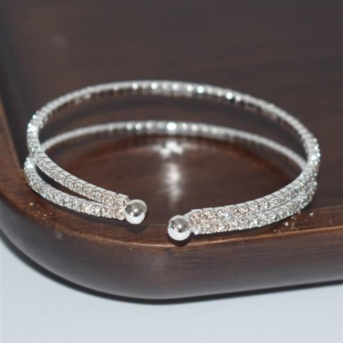  bride Pearl Rhinestone opening bangle bracelet gold silver color diamond bracelet woman