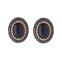 retro palace wind geometry Round earrings Alloy diamond embed resin ear stud f..