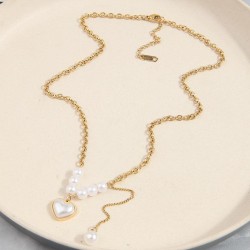 fine fashionOL love Pearl all-Purpose titanium steel temperament necklace