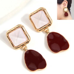 fashion concise geometry square Peach heart temperament woman earring