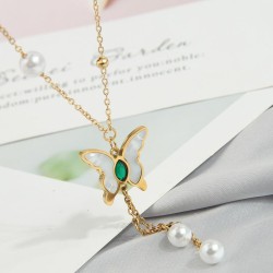 fine Korean style fashionOL butterfly titanium steel personality woman necklac..