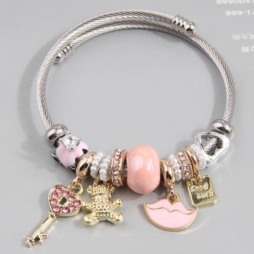 fashion conciseDL concise key samll lips pendant more elements accessories lady personality bangle