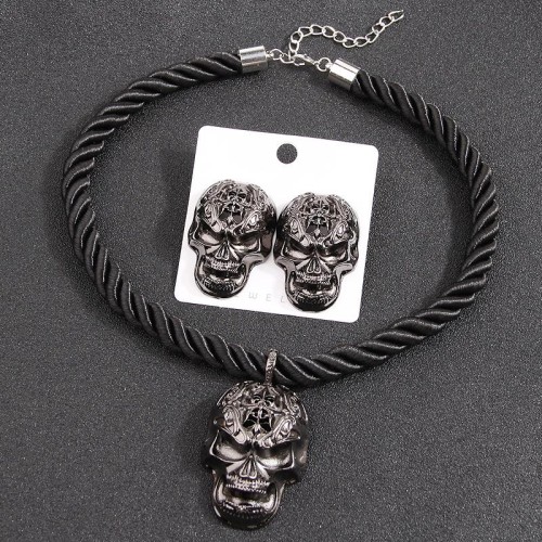 occidental style fashion  retro big skull establishment necklace retro exaggerating ear stud woman set