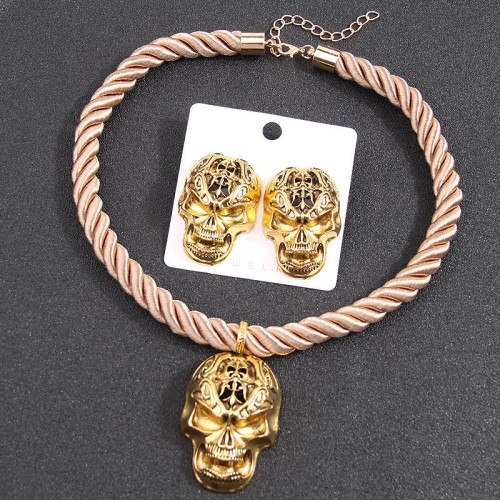 occidental style fashion  retro big skull establishment necklace retro exaggerating ear stud woman set