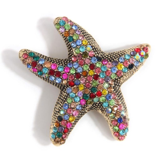occidental style fashion concise retro color diamond starfish temperament lady brooch