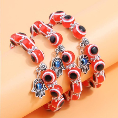 fashion concise all-Purpose eyes bangle beads three layer all-Purpose woman bracelet