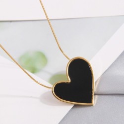 fine Korean style fashion black big Peach heart titanium steel personality wom..