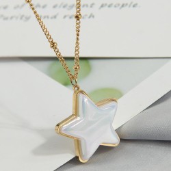 fine fashion sweetOL Five-pointed star Shells titanium steel personality woman..