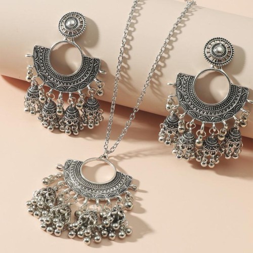 occidental style fashion retro concise sector personality woman necklace earrings woman set