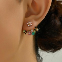 fashion sweetOL flash diamond color flowers personality lady ear stud