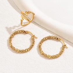 fashion gold stainless steel concise flower temperament lady ring circle lady ..