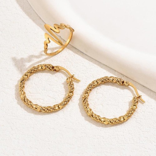 fashion gold stainless steel concise flower temperament lady ring circle lady set