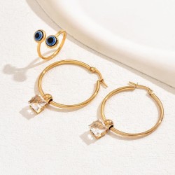 fashion gold stainless steel concise zircon temperament lady ring circle lady ..