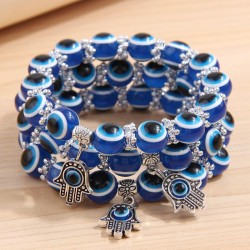 fashion concise all-Purpose eyes bangle beads three layer all-Purpose woman br..