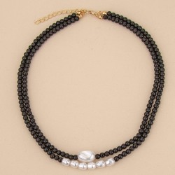 1 fashion black Double layer personality lady necklace