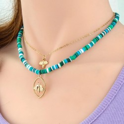 1 fashion color Double layer personality lady necklace