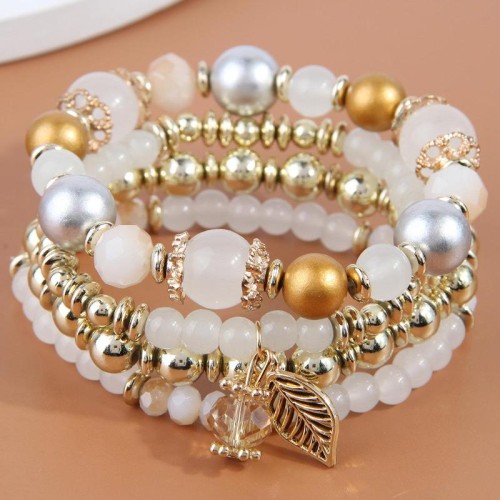 fashion concise noble wind branches and leaves crystal beads all-Purpose multilayer temperament lady bracelet