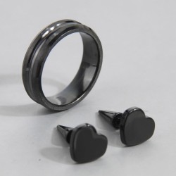 fashion concise black man ear stud ring man set