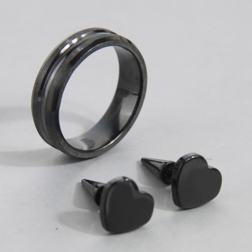 fashion concise black man ear stud ring man set