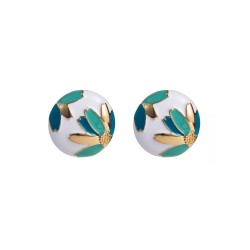 occidental style summer earrings Alloy enamel ear stud woman Round fashion flo..