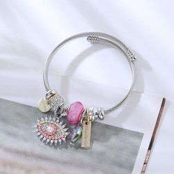  moreDIY beads bangle eyes personality bracelet beads  silver color lovers