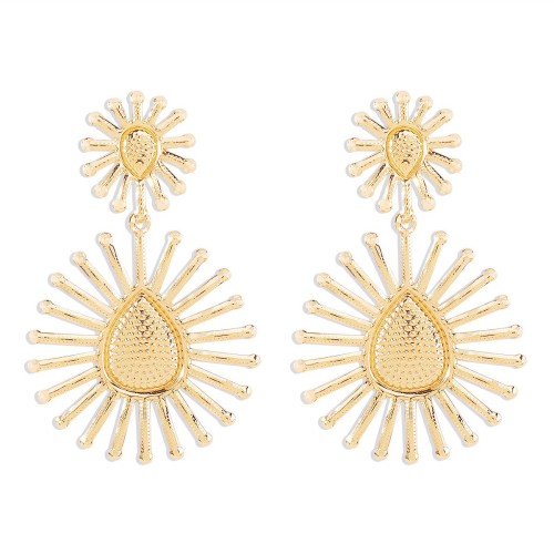 E fashion sun flowers pendant earrings  retro exaggerating flowers geometry tassel Earring