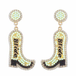 E Cowboy wind flash diamond earrings  creative geometry Alloy beads Street Sna..