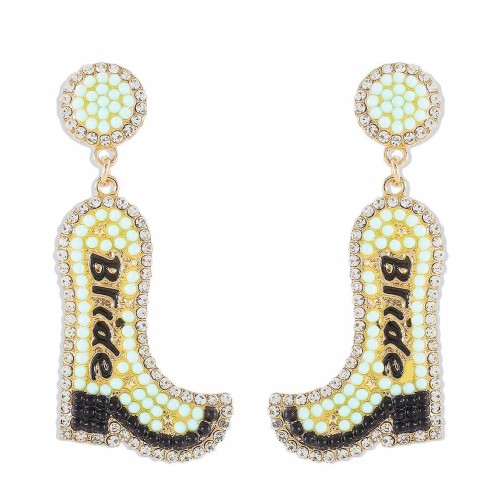 E Cowboy wind flash diamond earrings  creative geometry Alloy beads Street Snap ear stud woman