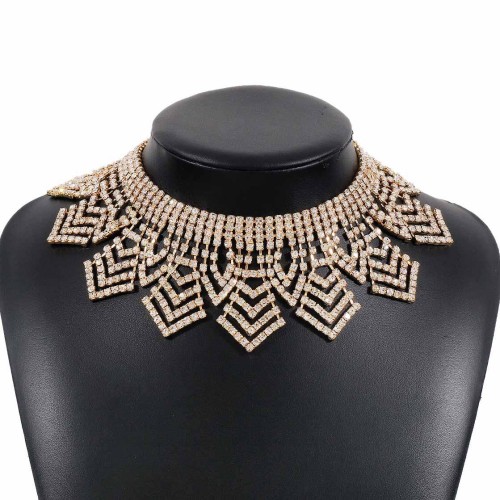 occidental style exaggerating fully-jewelled tassel necklace  temperament elegant geometry Irregular claw chain 