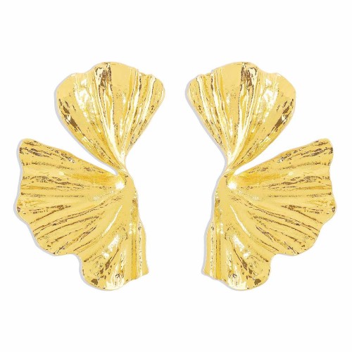 E retro creative silver leaf earrings  fashion exaggerating geometry sector Leaf Earring