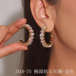  occidental style exaggerating zircon claw chain circle woman Oval eyes Earrin..