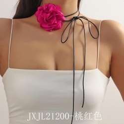 retro exaggerating color white flowers necklace belt Collar chain