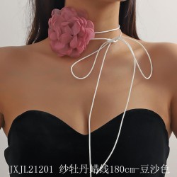 retro exaggerating super big white color flowers  belt Collar belt chain