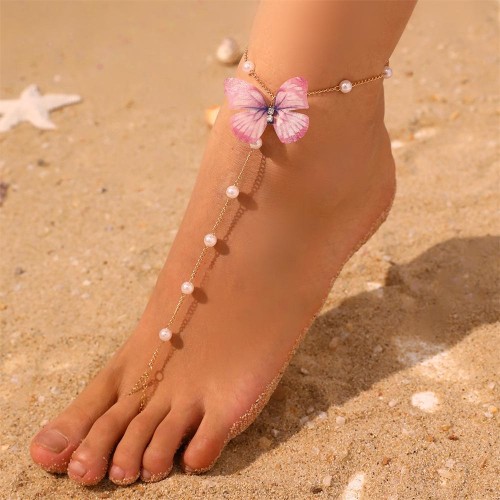 F occidental style butterfly Anklet foot chain set woman fashion brief woman